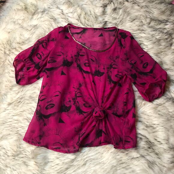 Nolanbell Marilyn Monroe Photo Sheer Blouse - Picture 2 of 12